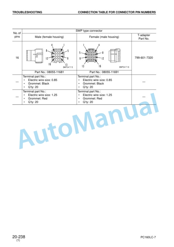 Komatsu PC160LC-7 Hydraulic Excavator Shop Manual SEBM028601-3