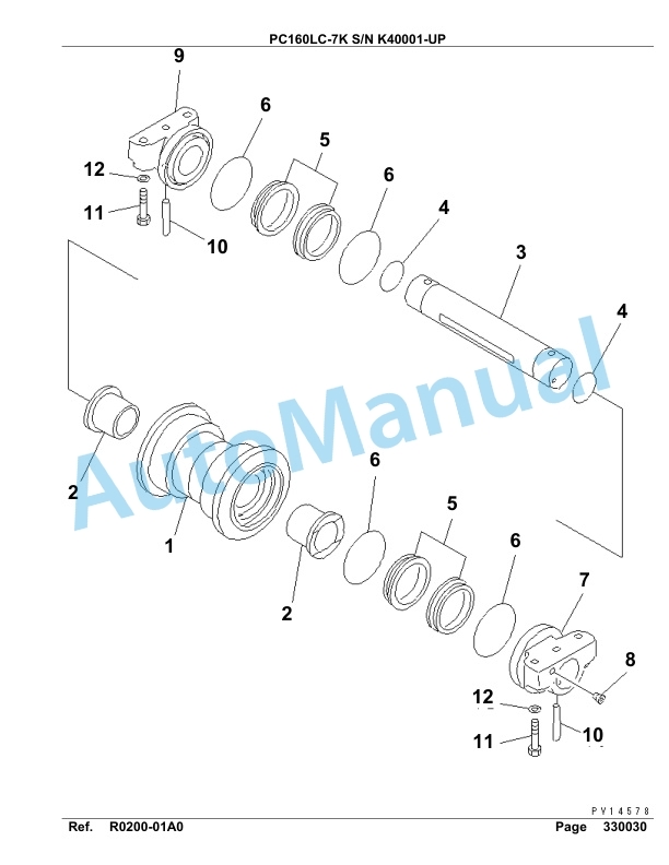 Komatsu PC160LC-7K Hydraulic Excavator Parts Manual SAA4D12U-4