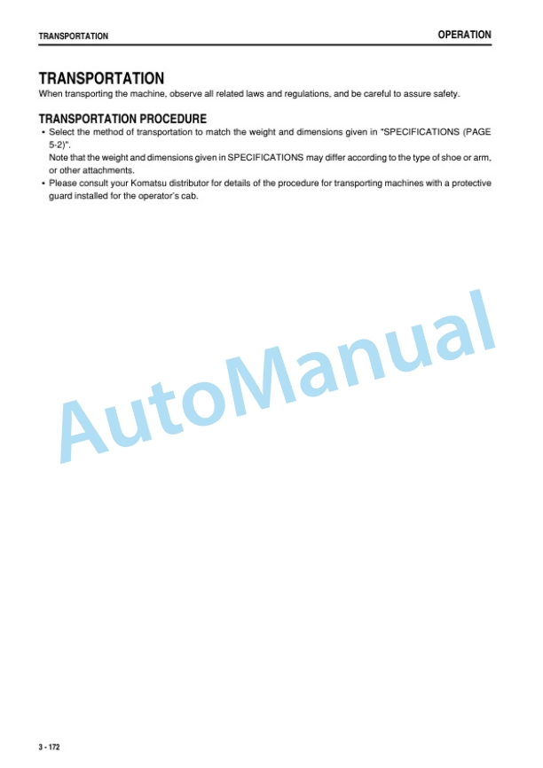 Komatsu PC160LC-8 Hydraulic Excavator Operation and Maintenance Manual PEN00308-00TH-4