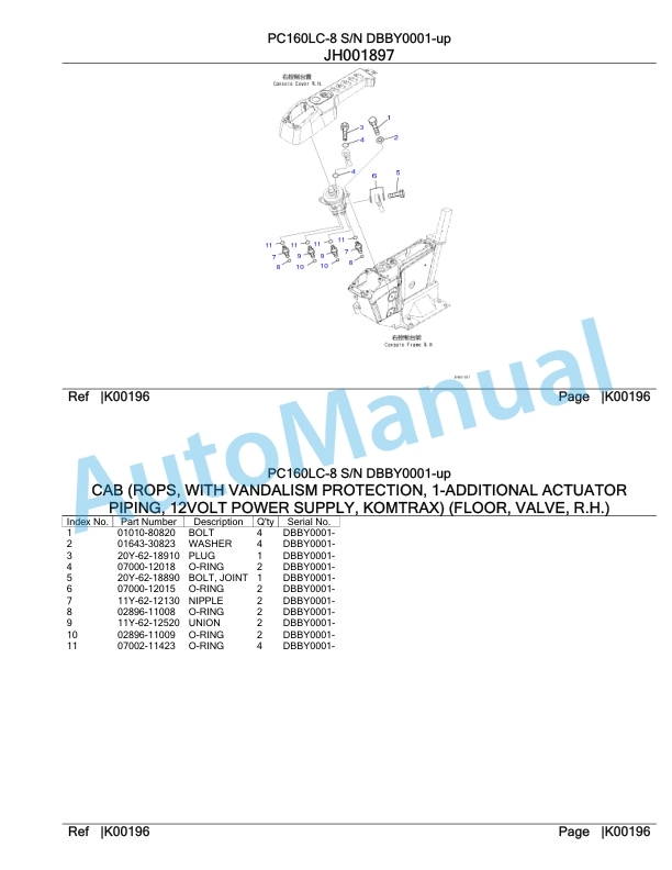 Komatsu PC160LC-8 Hydraulic Excavator Parts Manual DBBY0001-up-4