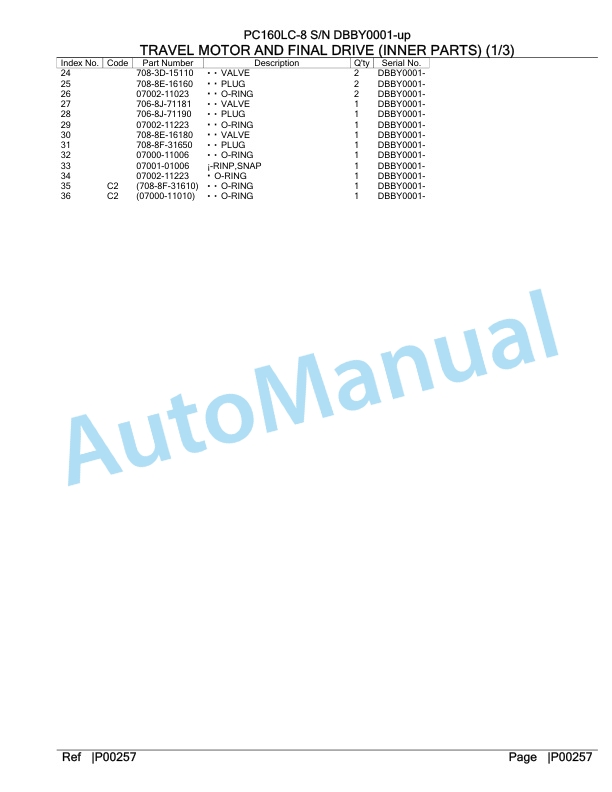 Komatsu PC160LC-8 Hydraulic Excavator Parts Manual DBBY0001-up-5