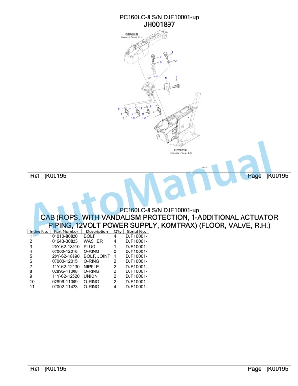 Komatsu PC160LC-8 Hydraulic Excavator Parts Manual DJF10001-up-4