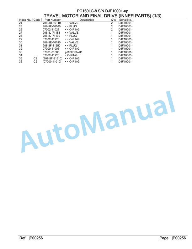 Komatsu PC160LC-8 Hydraulic Excavator Parts Manual DJF10001-up-5