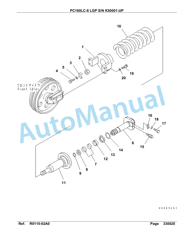 Komatsu PC160LC-8 LGP Hydraulic Excavator Parts Manual K50001-UP-3