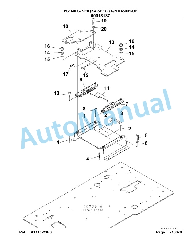 Komatsu PC160LC-KA-7-E0 Hydraulic Excavator Parts Manual SAA4D61U-3
