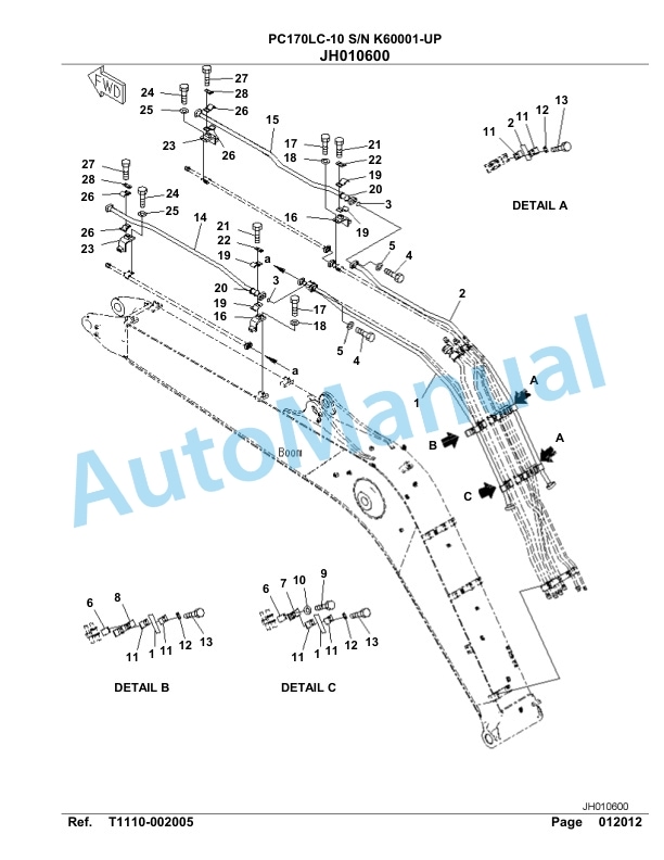 Komatsu PC170LC-10 Hydraulic Excavator Parts Manual PC00044U-5