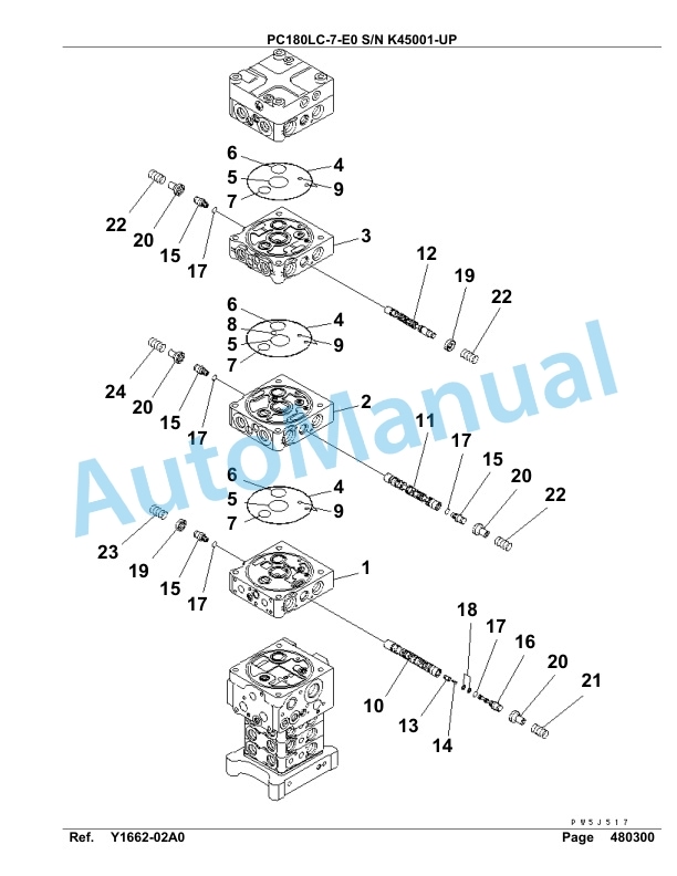 Komatsu PC180LC-7-E0 Hydraulic Excavator Parts Manual SAA4D16U-5