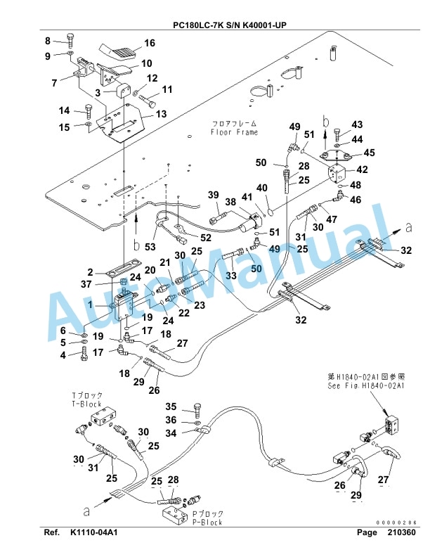 Komatsu PC180LC-7K Hydraulic Excavator Parts Manual SAA4D11U-3