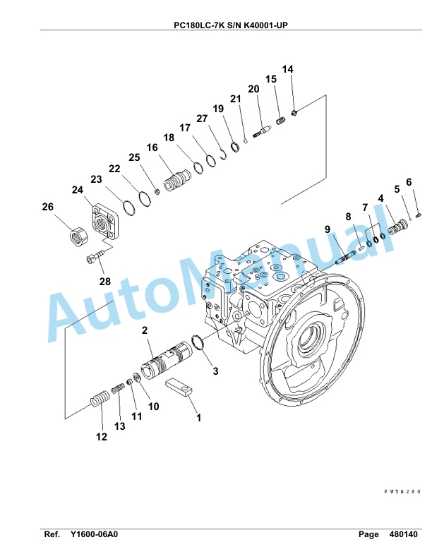 Komatsu PC180LC-7K Hydraulic Excavator Parts Manual SAA4D11U-5