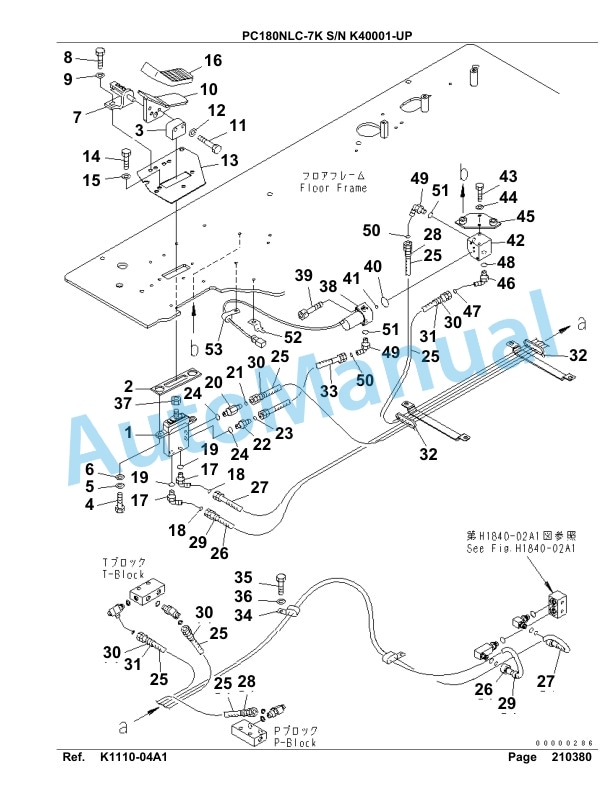Komatsu PC180NLC-7K Hydraulic Excavator Parts Manual SAA4D11U-3
