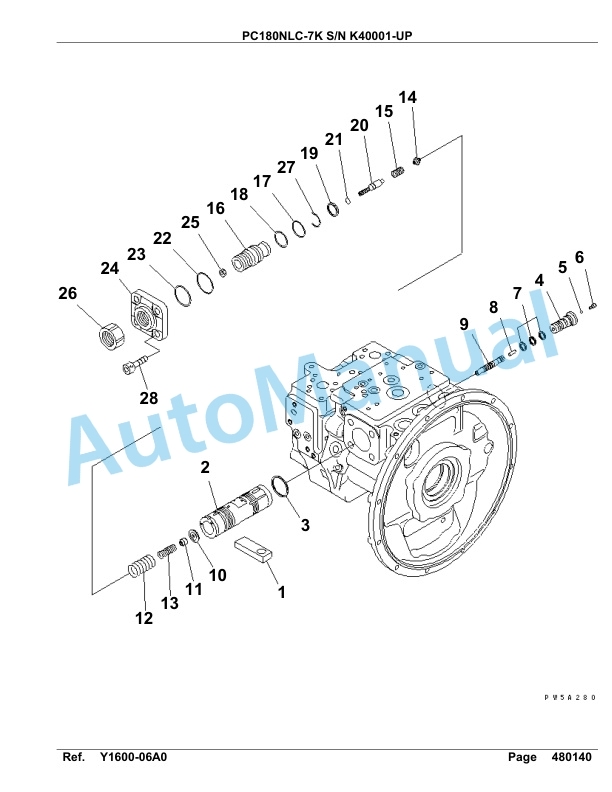 Komatsu PC180NLC-7K Hydraulic Excavator Parts Manual SAA4D11U-5