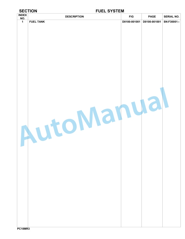 Komatsu PC18MR-3 Hydraulic Excavator Parts Manual F30001-up-2
