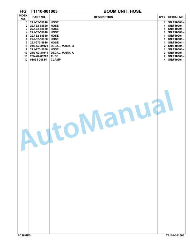 Komatsu PC18MR-5 Hydraulic Excavator Parts Manual F10001-up-5