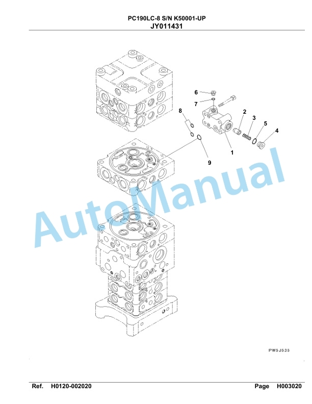 Komatsu PC190LC-8 Hydraulic Excavator Parts Manual K50001-UP-2