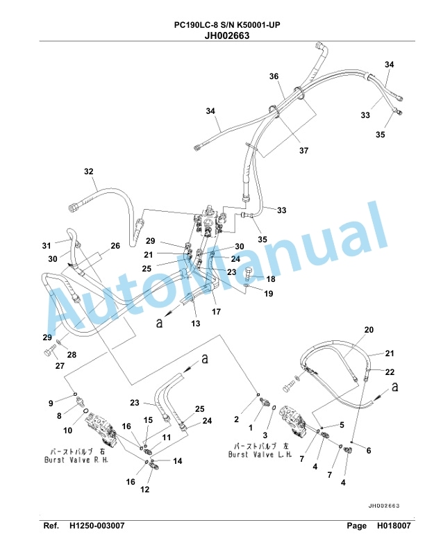 Komatsu PC190LC-8 Hydraulic Excavator Parts Manual K50001-UP-3