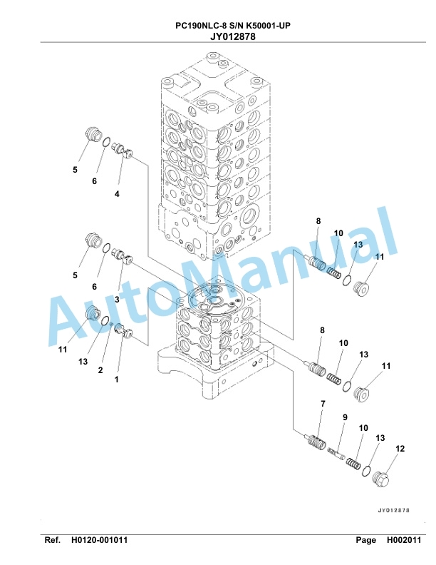 Komatsu PC190NLC-8 Hydraulic Excavator Parts Manual K50001-UP-2