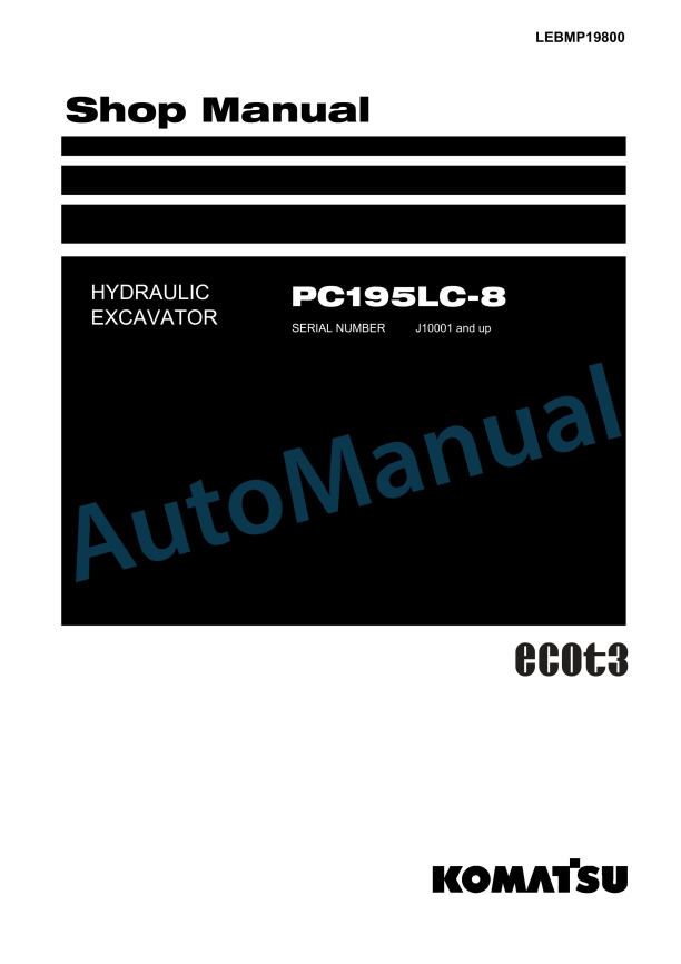 Komatsu PC195LC-8 Hydraulic Excavator Shop Manual LEBMP19800