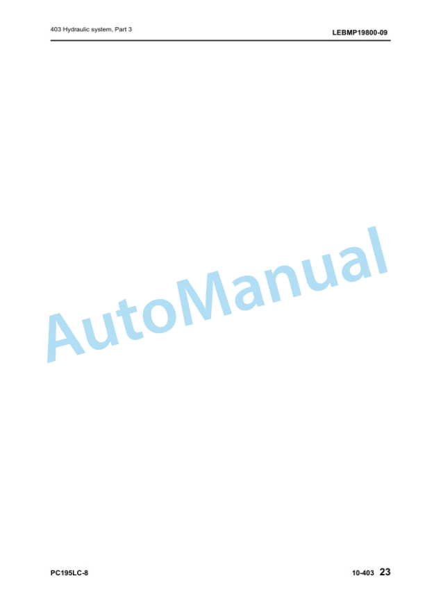 Komatsu PC195LC-8 Hydraulic Excavator Shop Manual LEBMP19800-2