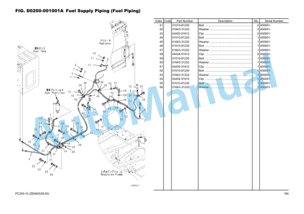 Komatsu PC200-10, SAA6D107E-2E Parts Manual ZEN00028-00-2