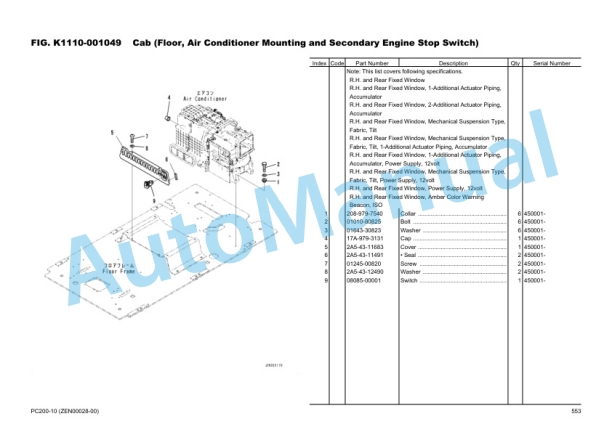 Komatsu PC200-10, SAA6D107E-2E Parts Manual ZEN00028-00-4