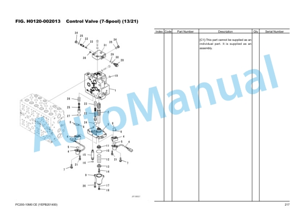 Komatsu PC200-10M0 CE Hydraulic Excavator Parts Manual YEPB201400-00-3