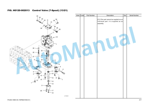 Komatsu PC200-10M0 CE Hydraulic Excavator Parts Manual YEPB201500-01-3