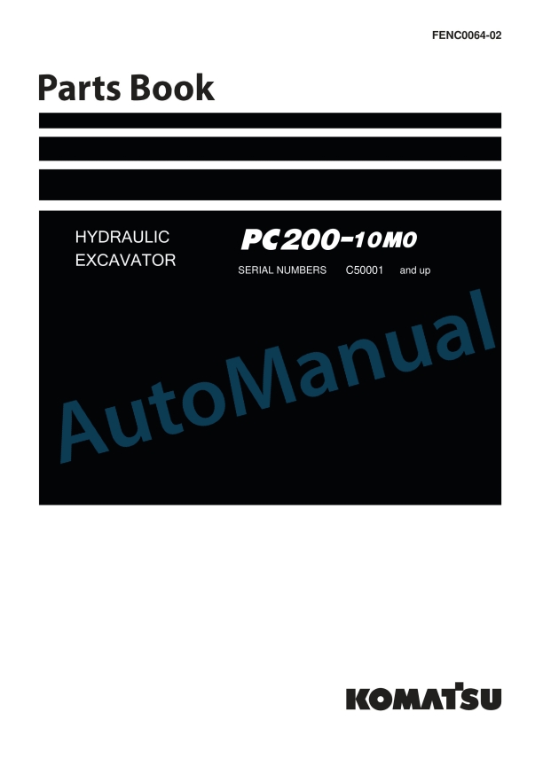 Komatsu PC200-10M0 Hydraulic Excavator Parts Manual FENC0064-02