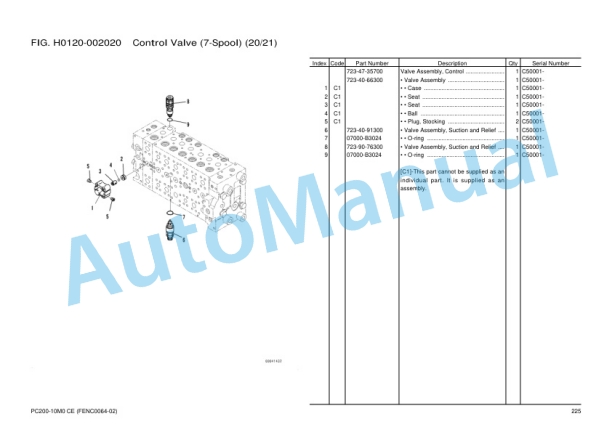 Komatsu PC200-10M0 Hydraulic Excavator Parts Manual FENC0064-02-3