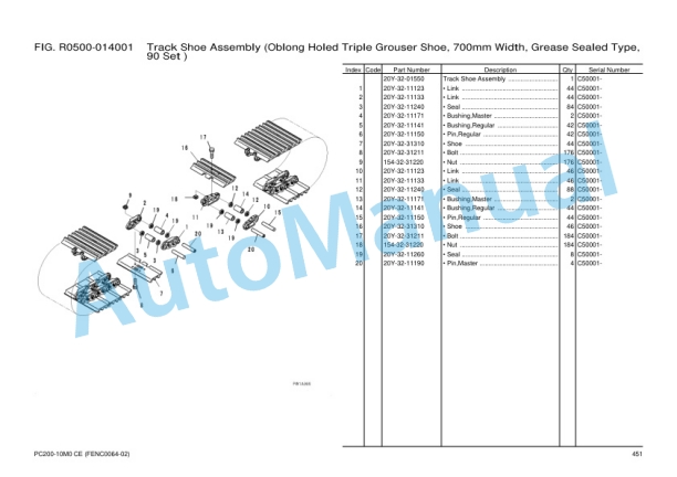 Komatsu PC200-10M0 Hydraulic Excavator Parts Manual FENC0064-02-5