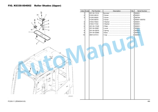Komatsu PC200-11 Hydraulic Excavator Parts Manual ZEN00043-00-3
