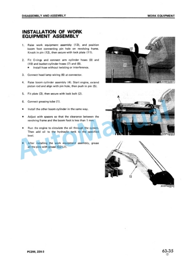Komatsu PC200-3, PC210-3, PC220-3, PC240-3 Hydraulic Excavator Shop Manual SEBM02050309-5