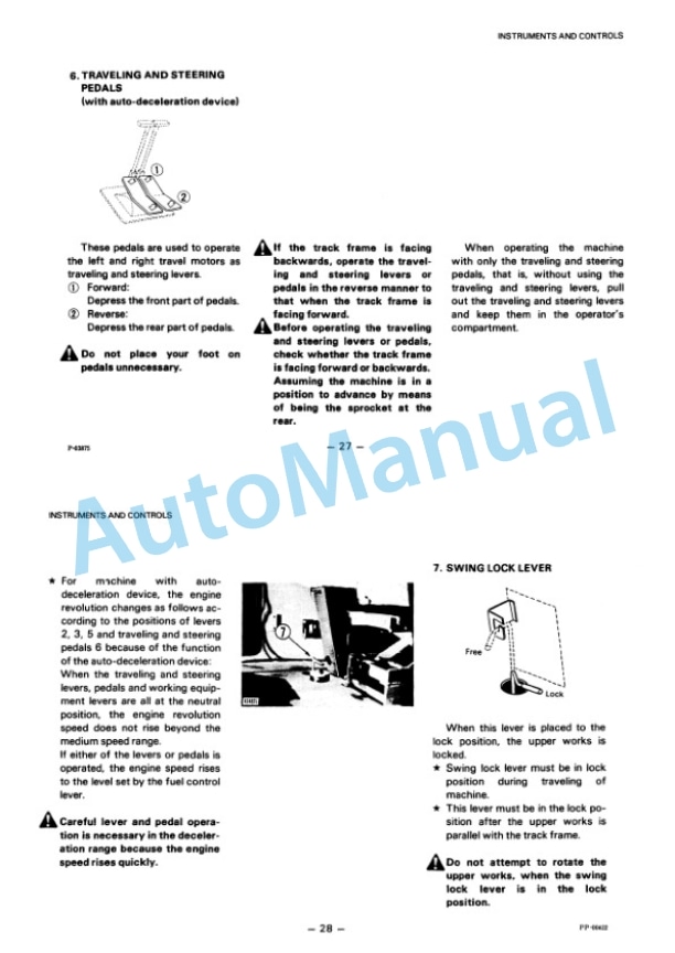 Komatsu PC200-3, PC210-3, PC220-3, PC240-3, PC280-3 Hydraulic Excavator Operation and Maintenance Manual SEAM02050307-2