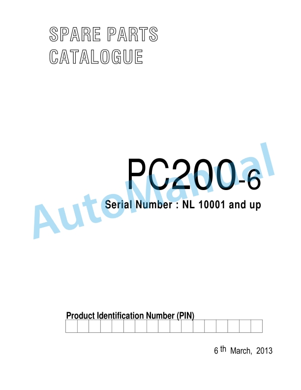 Komatsu PC200-6 Parts Manual KIPLINDPRBA0014