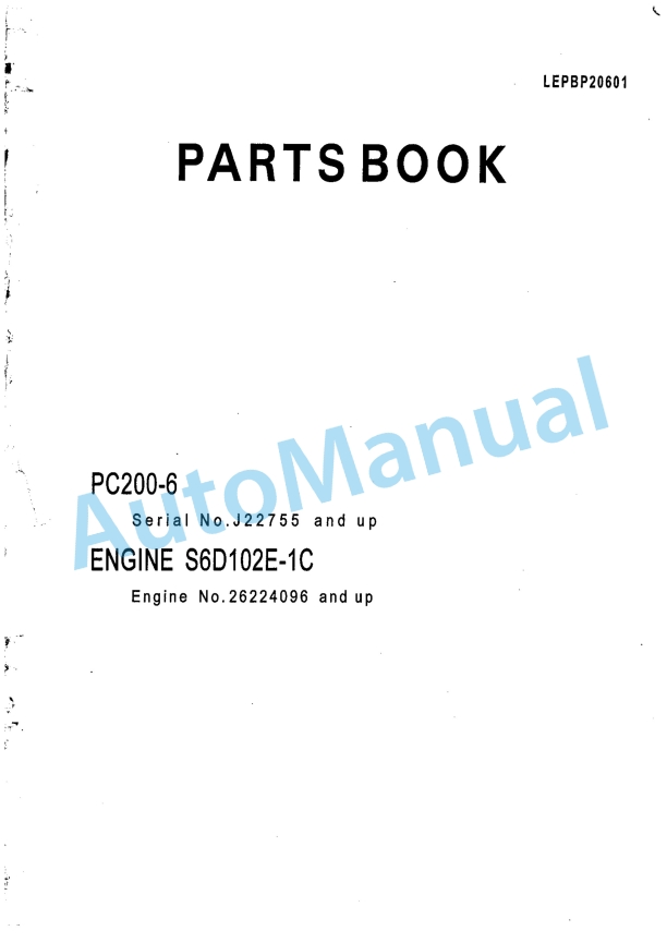 Komatsu PC200-6 Parts Manual LEPBP20601