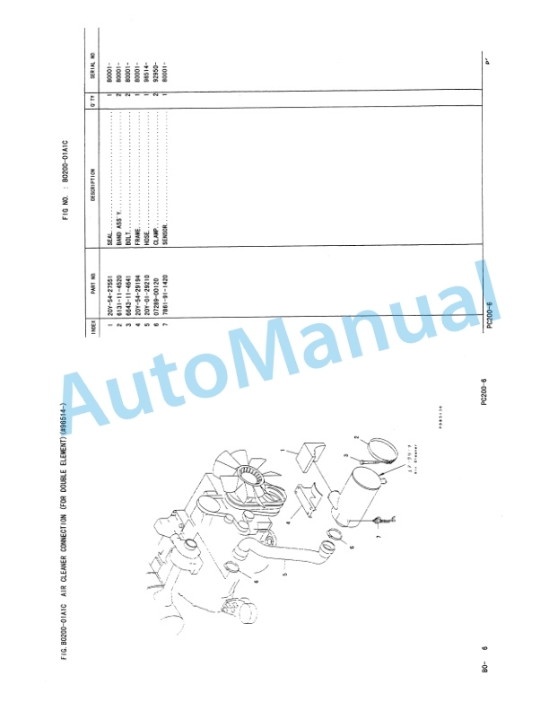 Komatsu PC200-6, PC200LC-6 Hydraulic Excavator Parts Manual PEPB008408T-2