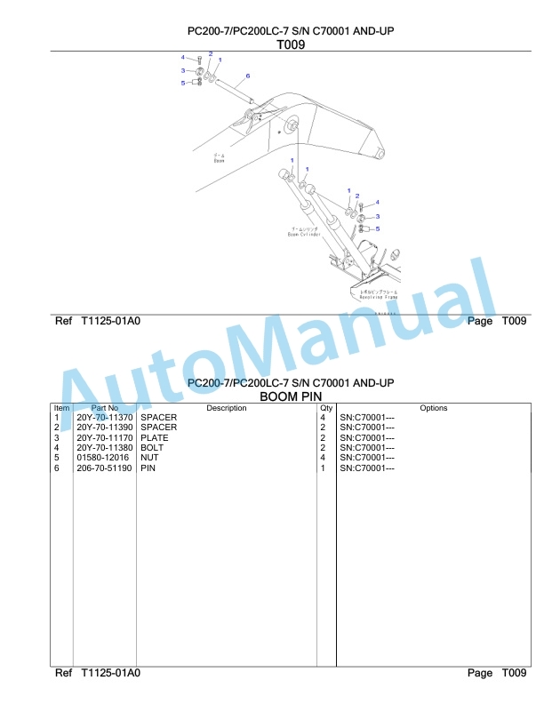 Komatsu PC200-7, PC200LC-7 Hydraulic Excavator Parts Manual BKCE002C-4