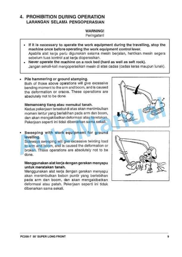 Komatsu PC200-7 Super Long Front Hydraulic Excavator Operation and Maintenance Manual FEN87002-00TH-2