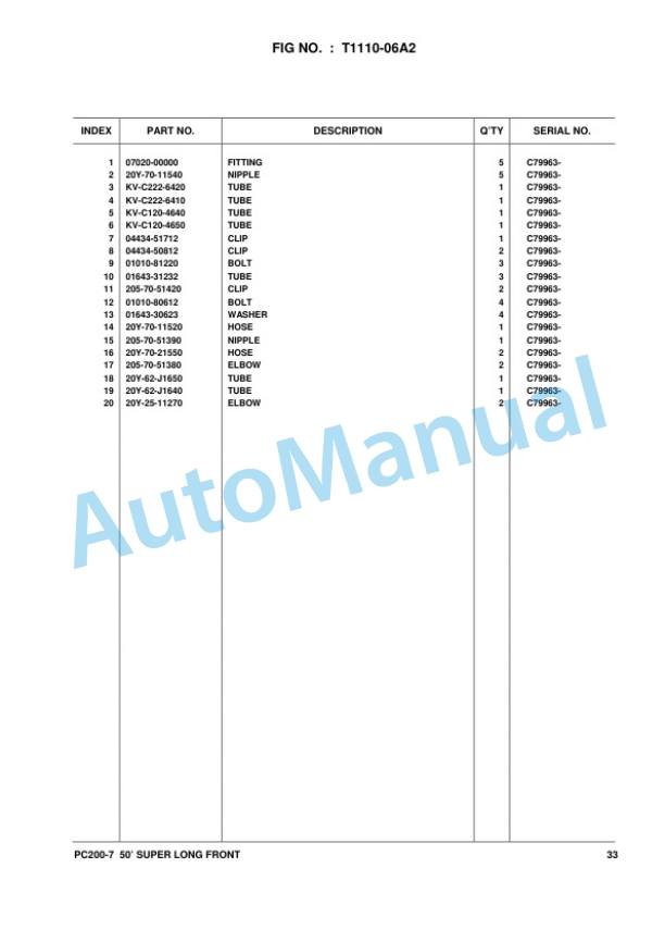 Komatsu PC200-7 Super Long Front Hydraulic Excavator Operation and Maintenance Manual FEN87002-00TH-4