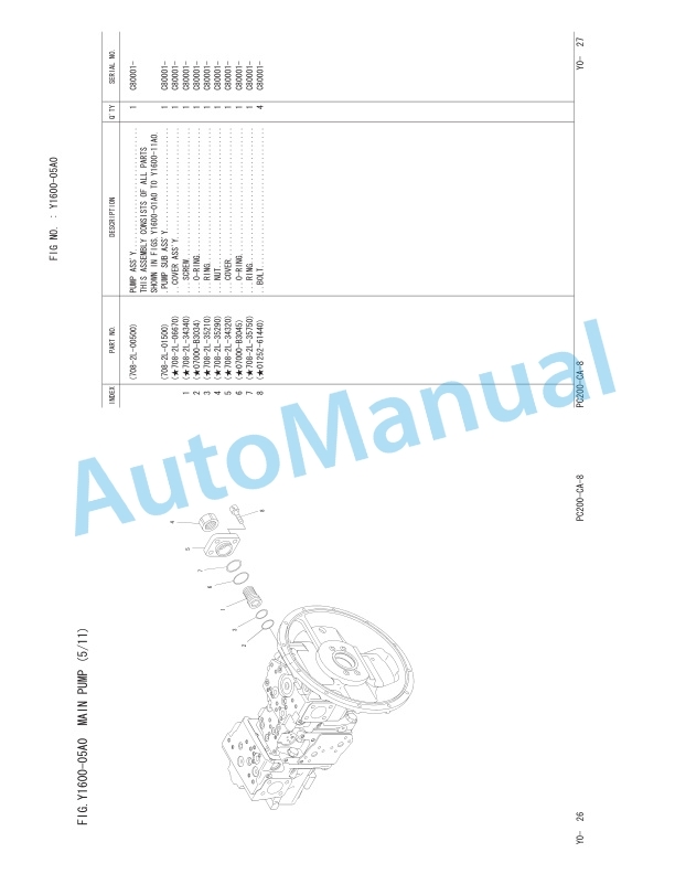 Komatsu PC200-8 Hydraulic Excavator Parts Manual FEN00292-03-5