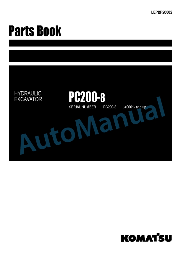 Komatsu PC200-8 Hydraulic Excavator Parts Manual LEPBP20802