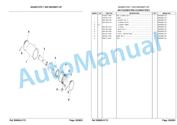 Komatsu PC200-8 Hydraulic Excavator Parts Manual LEPBP20802-2