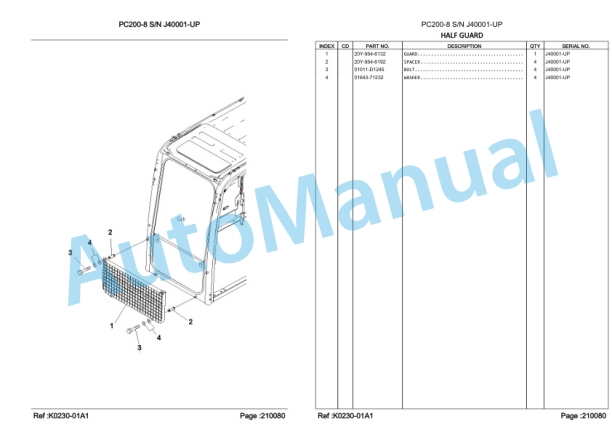 Komatsu PC200-8 Hydraulic Excavator Parts Manual LEPBP20802-3