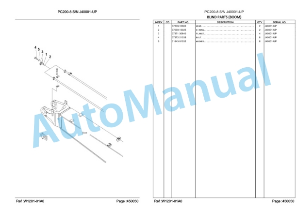 Komatsu PC200-8 Hydraulic Excavator Parts Manual LEPBP20802-5