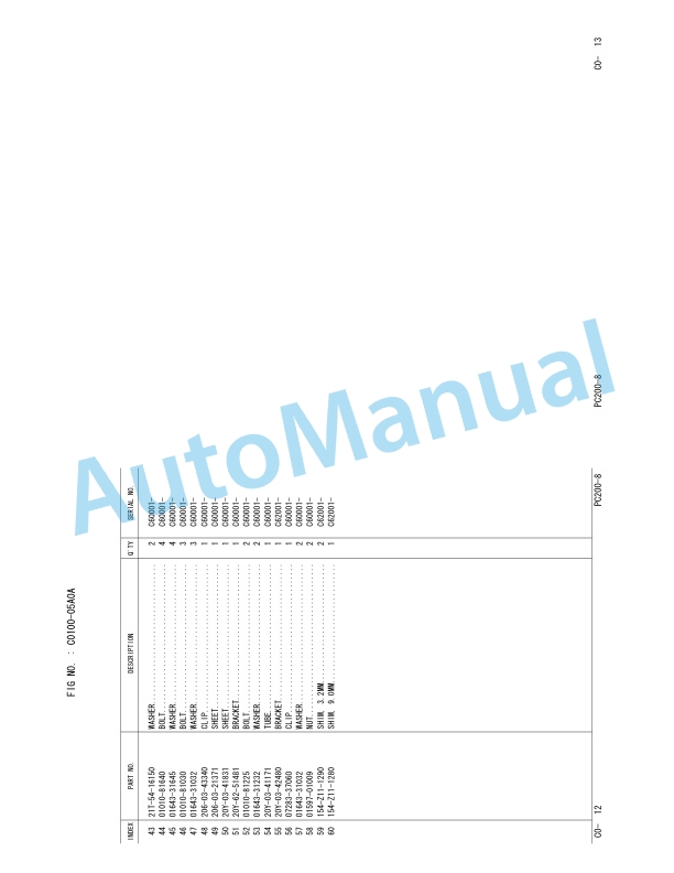 Komatsu PC200-8, PC200LC-8 Hydraulic Excavator Parts Manual FEN00468-01-2