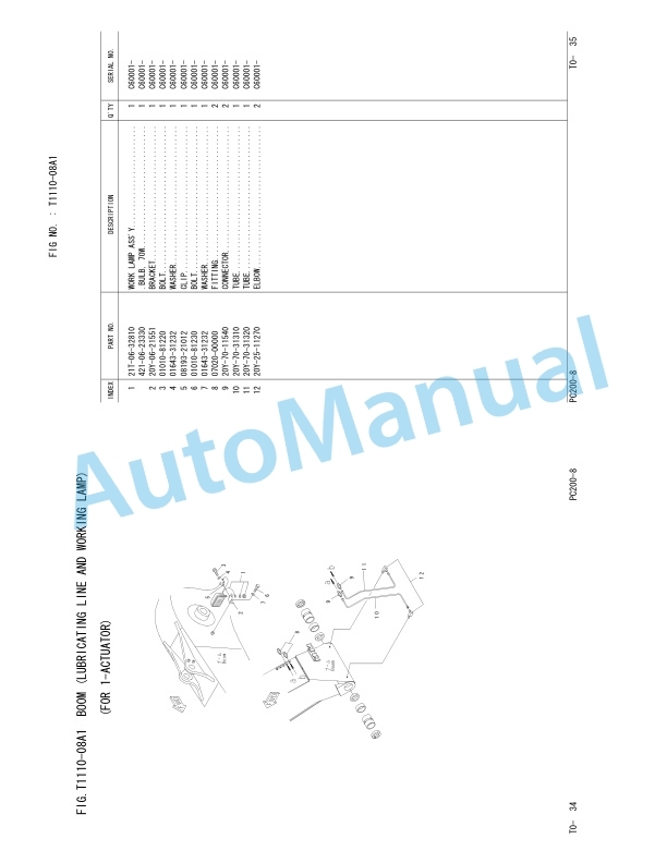 Komatsu PC200-8, PC200LC-8 Hydraulic Excavator Parts Manual FEN00468-01-4