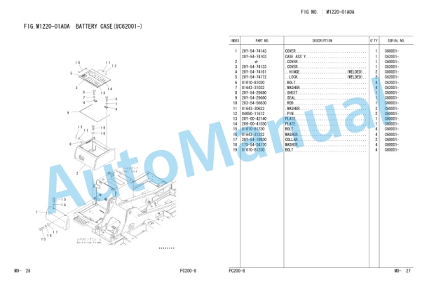 Komatsu PC200-8, PC200LC-8 Hydraulic Excavator Parts Manual FEN00651-02TH-4
