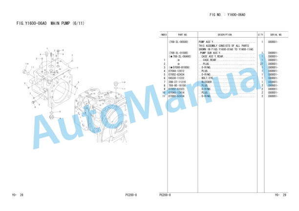Komatsu PC200-8, PC200LC-8 Hydraulic Excavator Parts Manual FEN00651-02TH-5