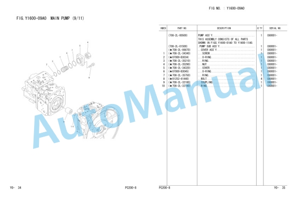 Komatsu PC200-8, PC200LC-8 Parts Manual FEN00651-00-5