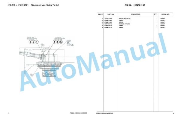 Komatsu PC200-8 Swing Yarder Hydraulic Excavator Parts Manual FEN87001-01TH-2