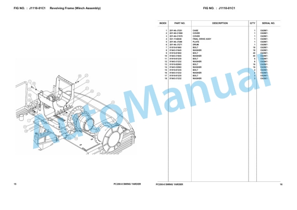 Komatsu PC200-8 Swing Yarder Hydraulic Excavator Parts Manual FEN87001-01TH-3